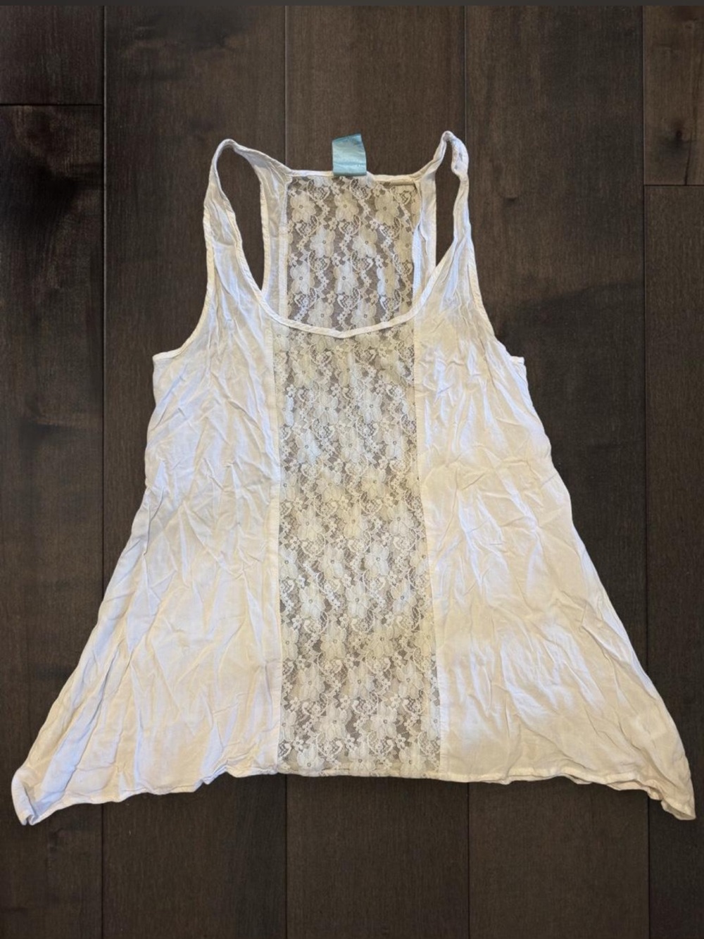 Women's Cream Flowy Tank w/ Lace-Front/Back